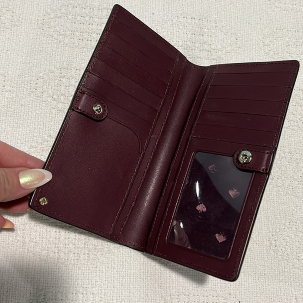 Kate Spade wallet folder purple snap button several card holders signature spade - Picture 7 of 9